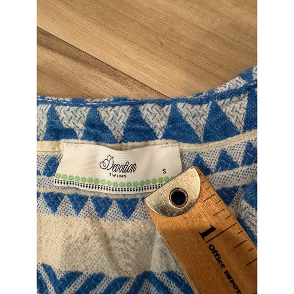 Devotion Twins Ella Santorini Dress Blue White Embroidered Tiered Cotton S d1 - Picture 6 of 8